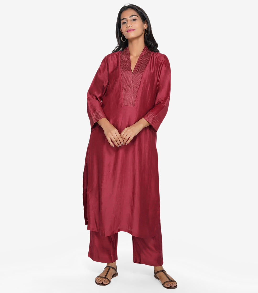 Maroon Silk Suit Set