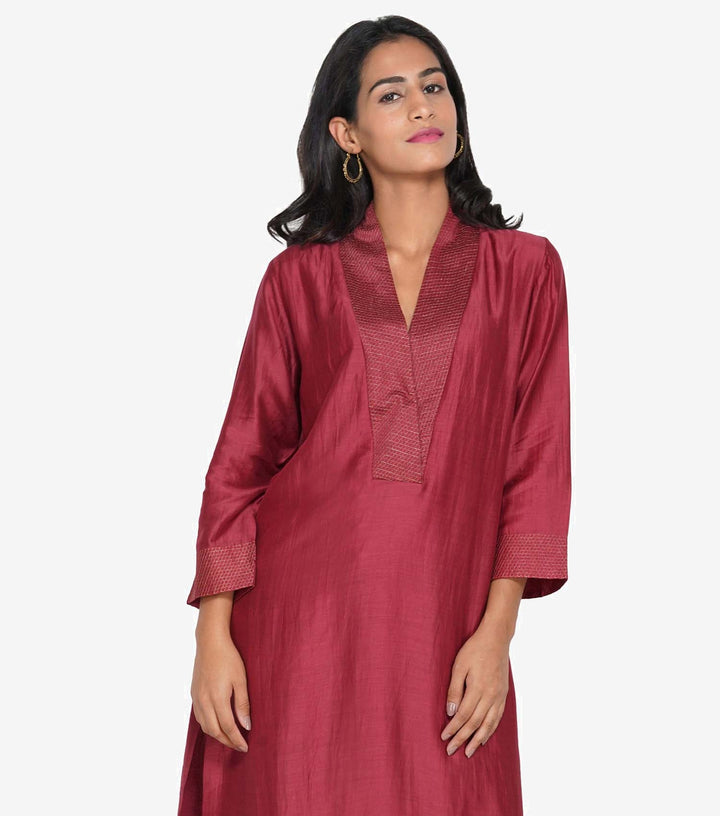 Maroon Silk Suit Set