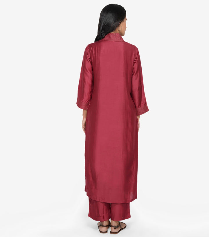Maroon Silk Suit Set