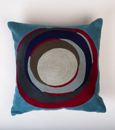 Blue Embroidered Cotton Cushion Cover