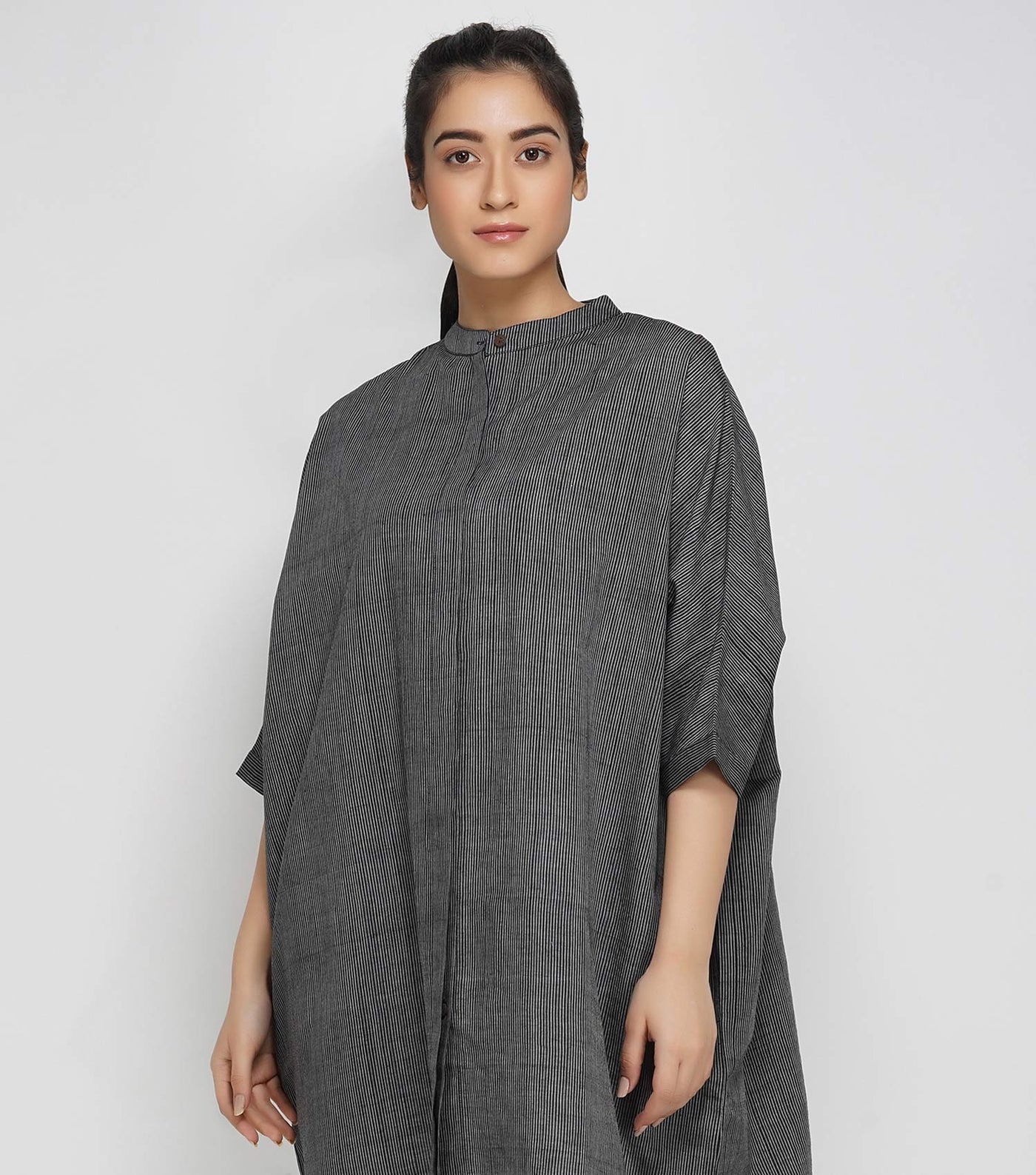 Black striped antifit cotton shirt