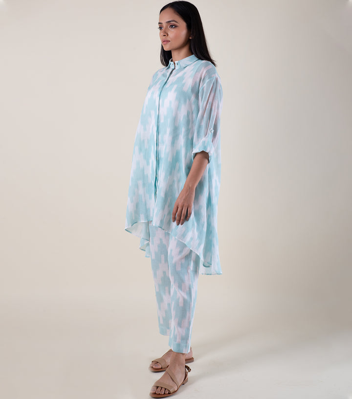 Powder Blue Printed Cotton Co-Ord Set