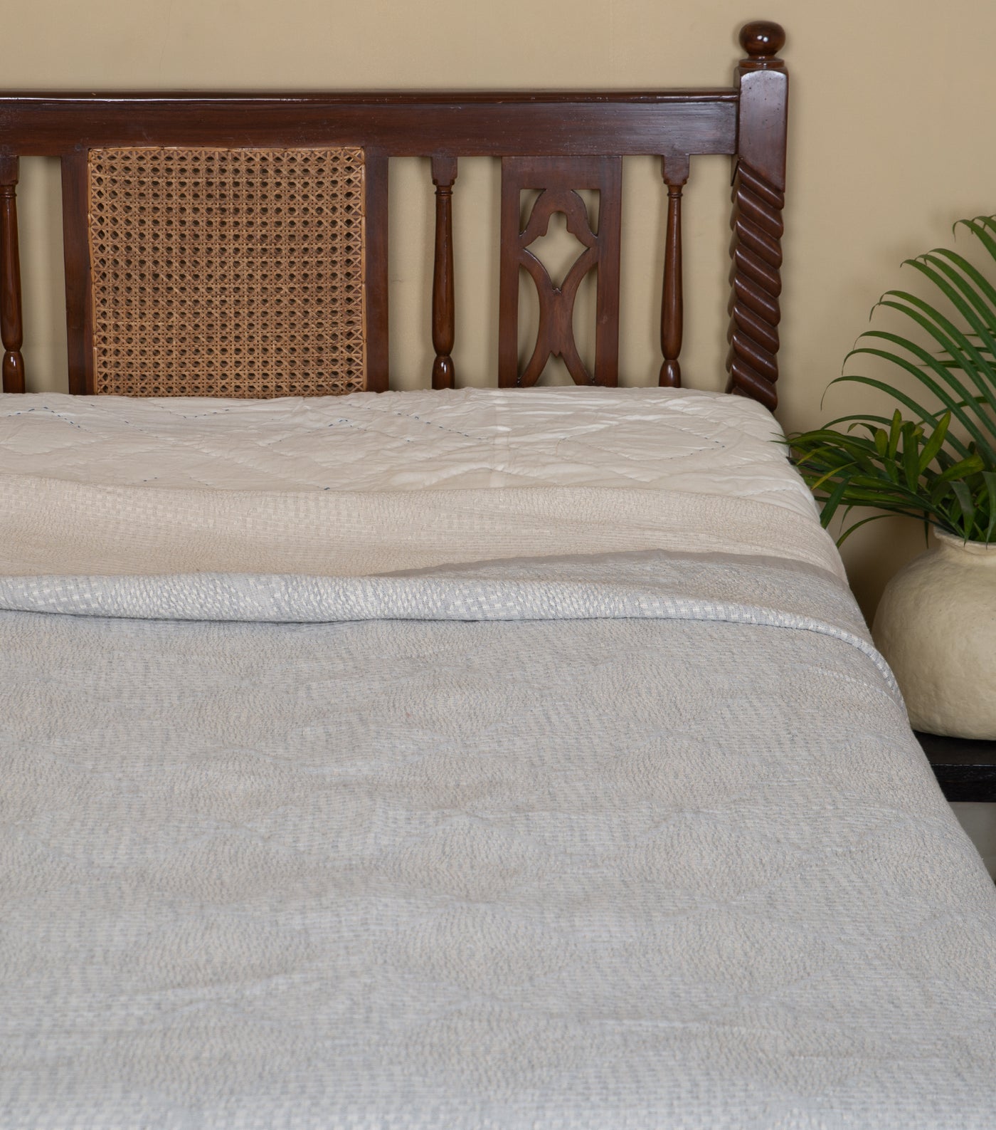 Grey Handwoven Cotton Bedcover