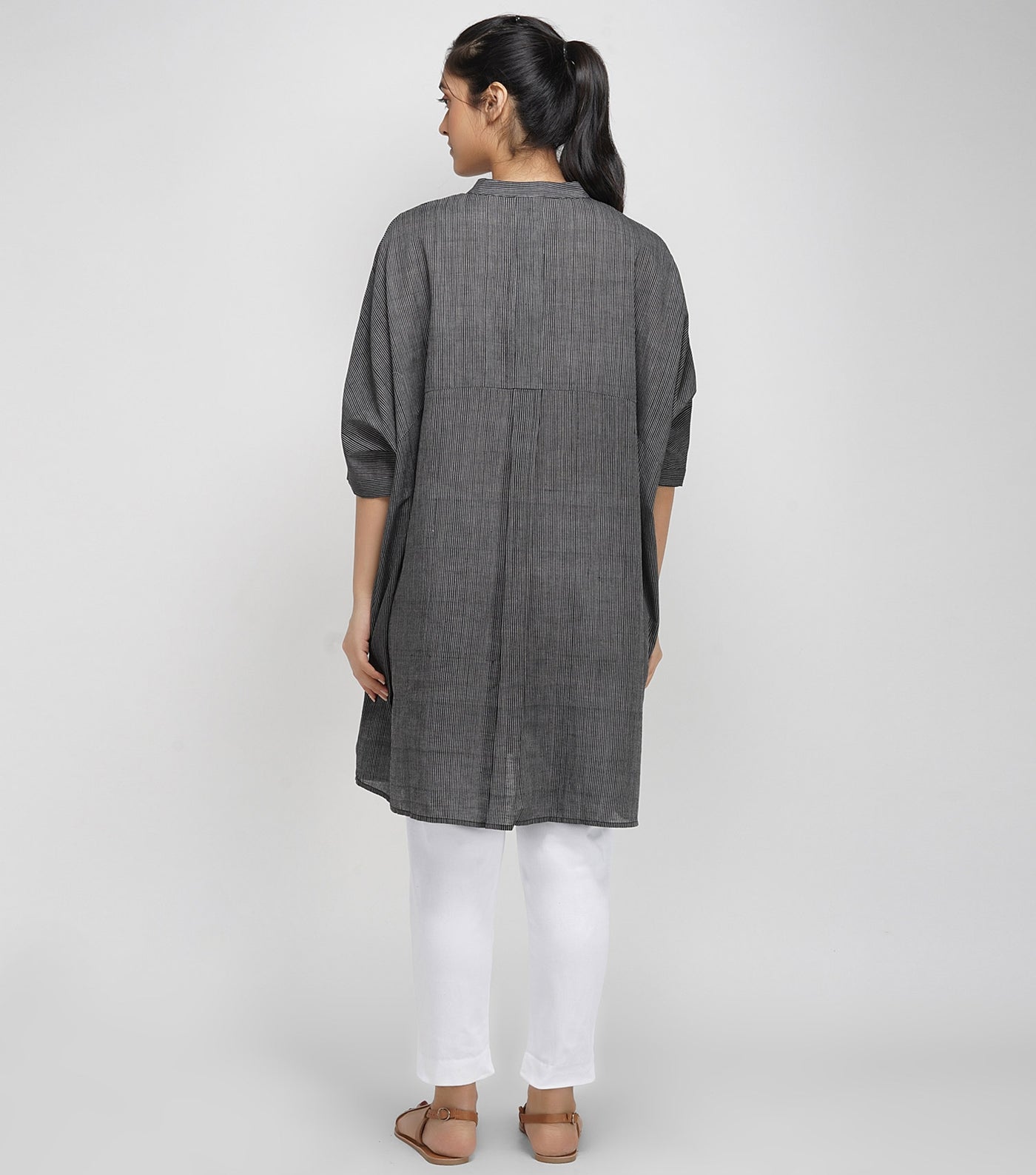 Black striped antifit cotton shirt