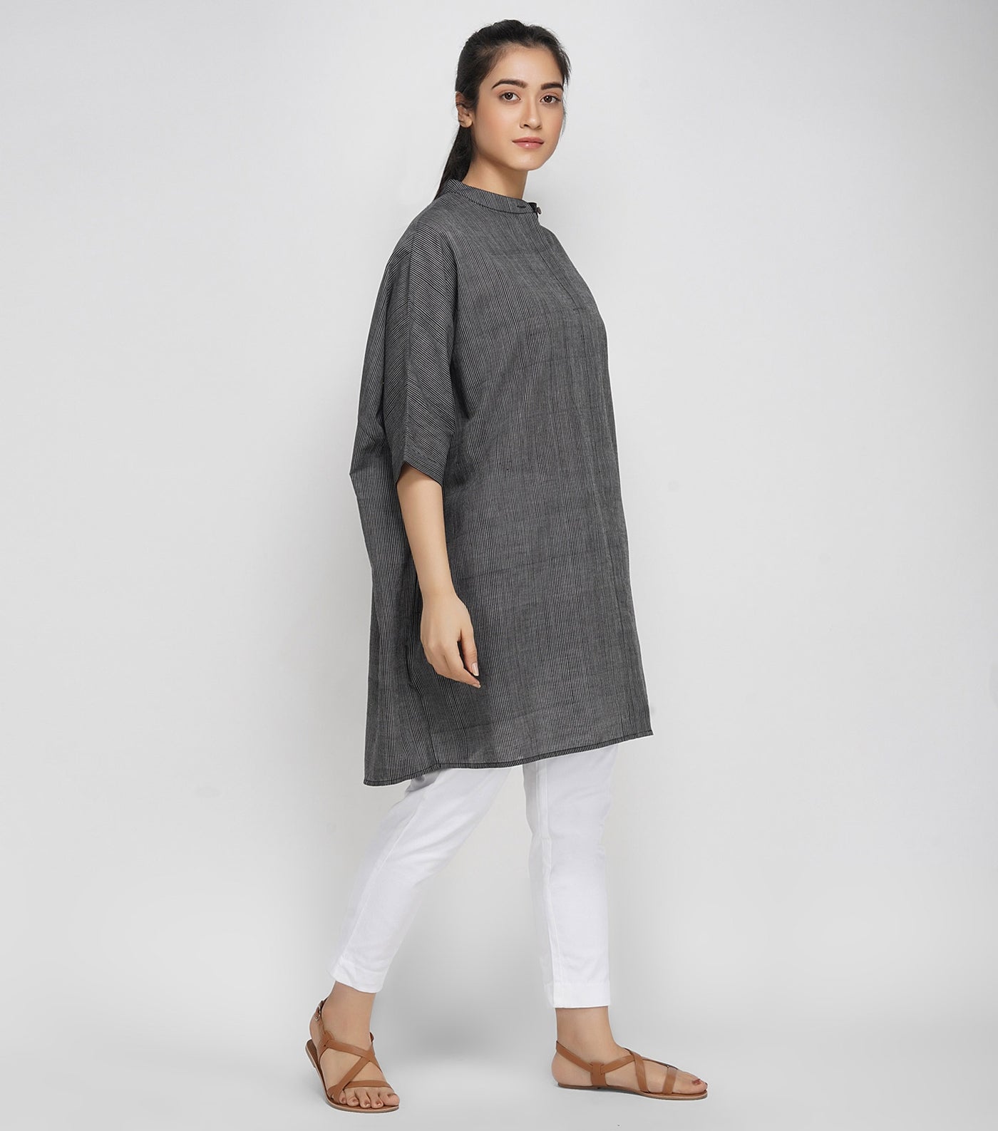 Black striped antifit cotton shirt