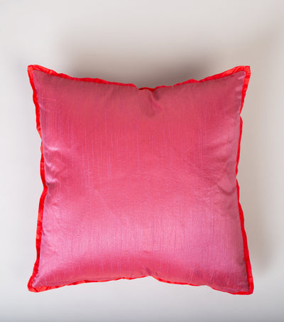 Pink Embroidered Silk Cushion Cover