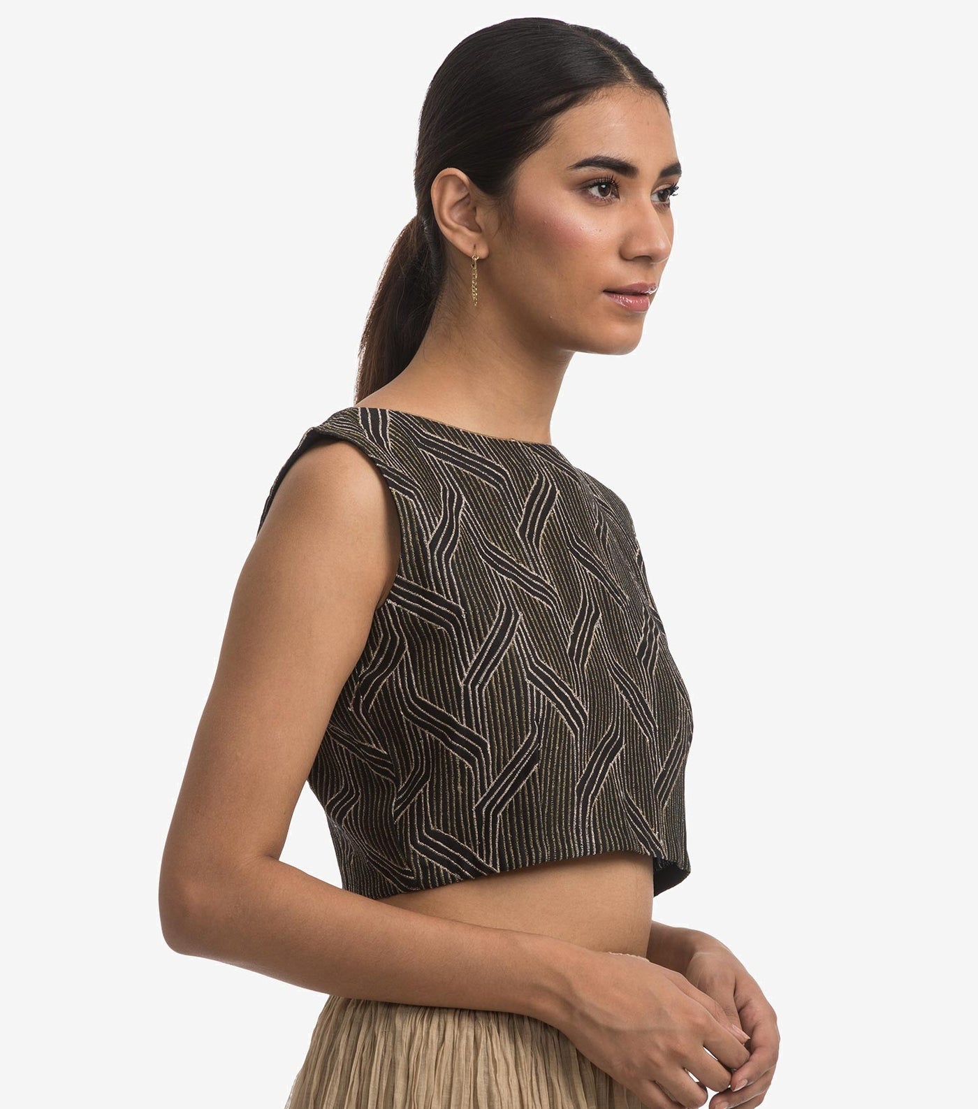 Black chanderi embroidered blouse