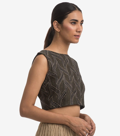 Black chanderi embroidered blouse