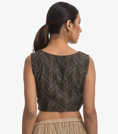 Black chanderi embroidered blouse