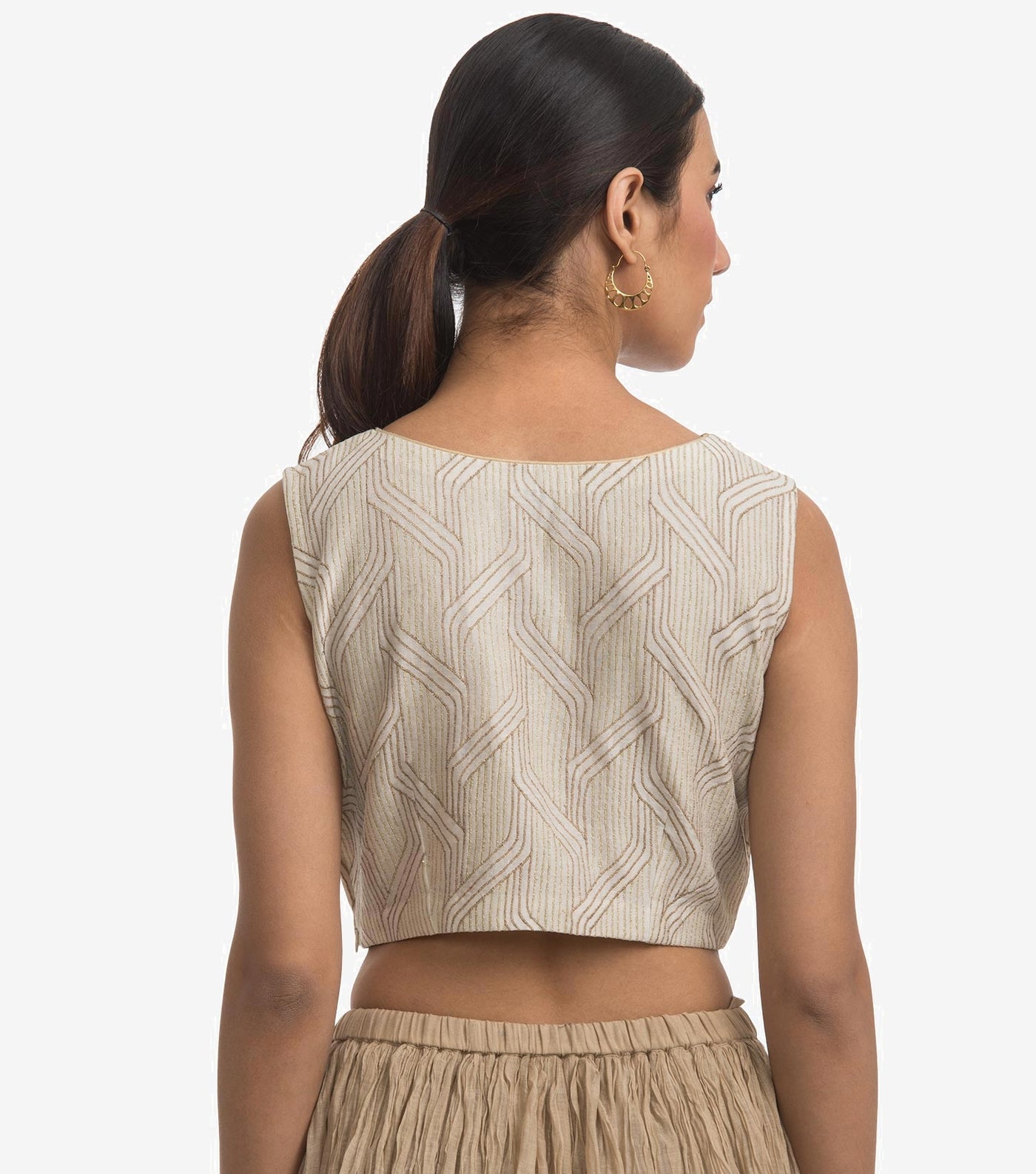 Natural chanderi embroidered blouse