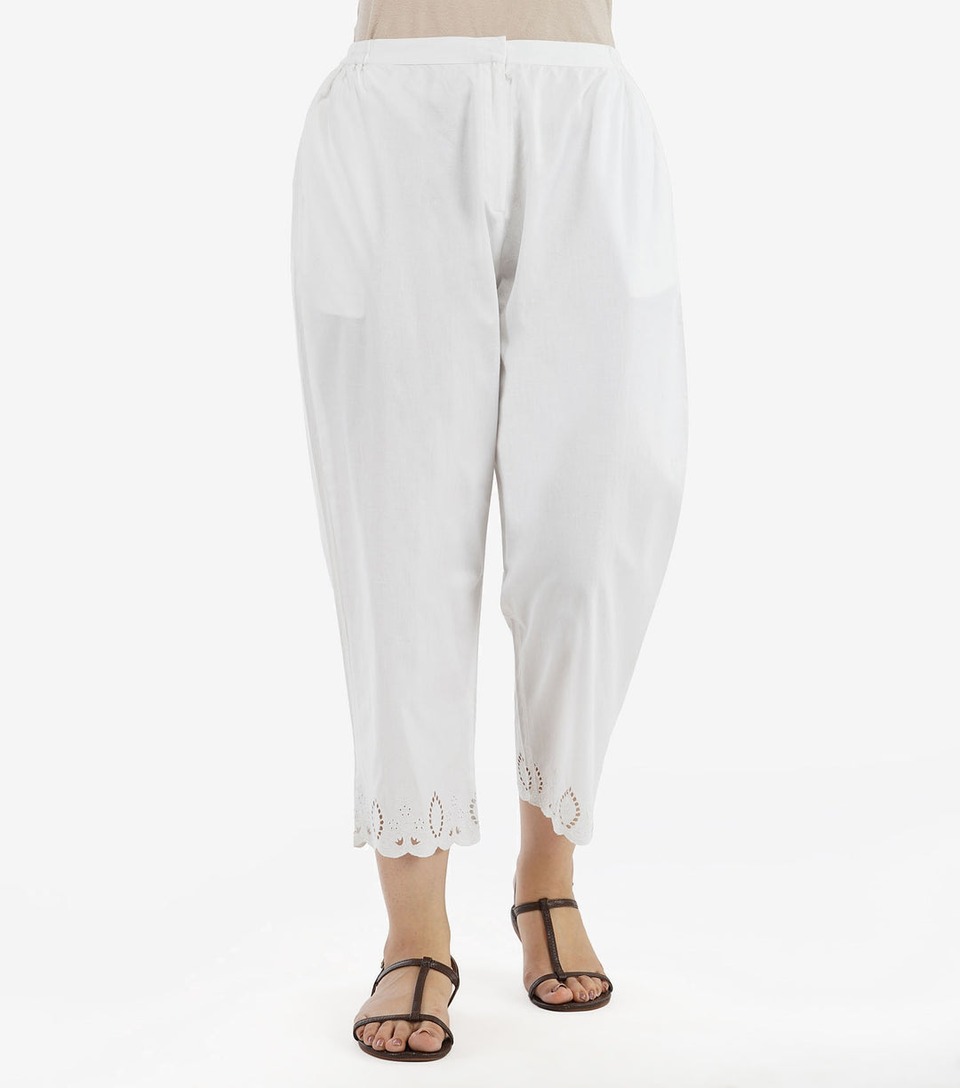 White Cotton Cutwork Pant