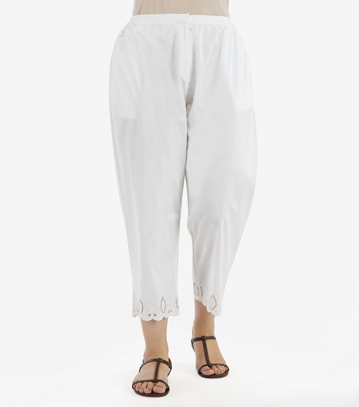 White Cotton Cutwork Pant