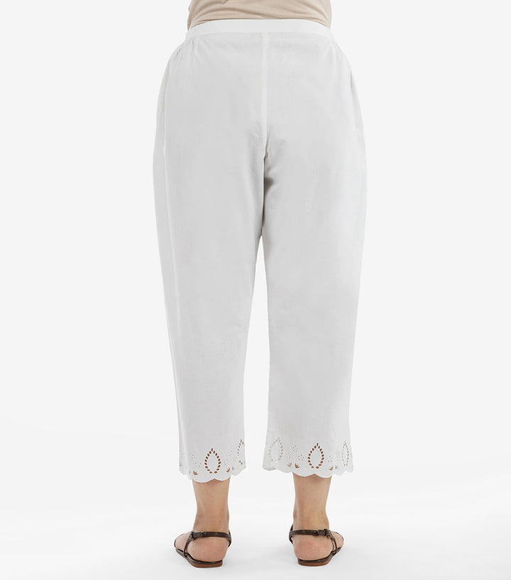White Cotton Cutwork Pant