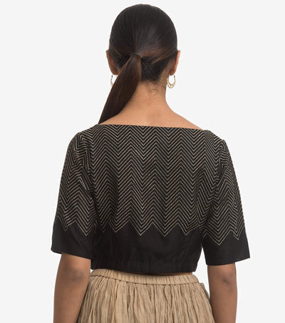 Black embroidered chanderi blouse