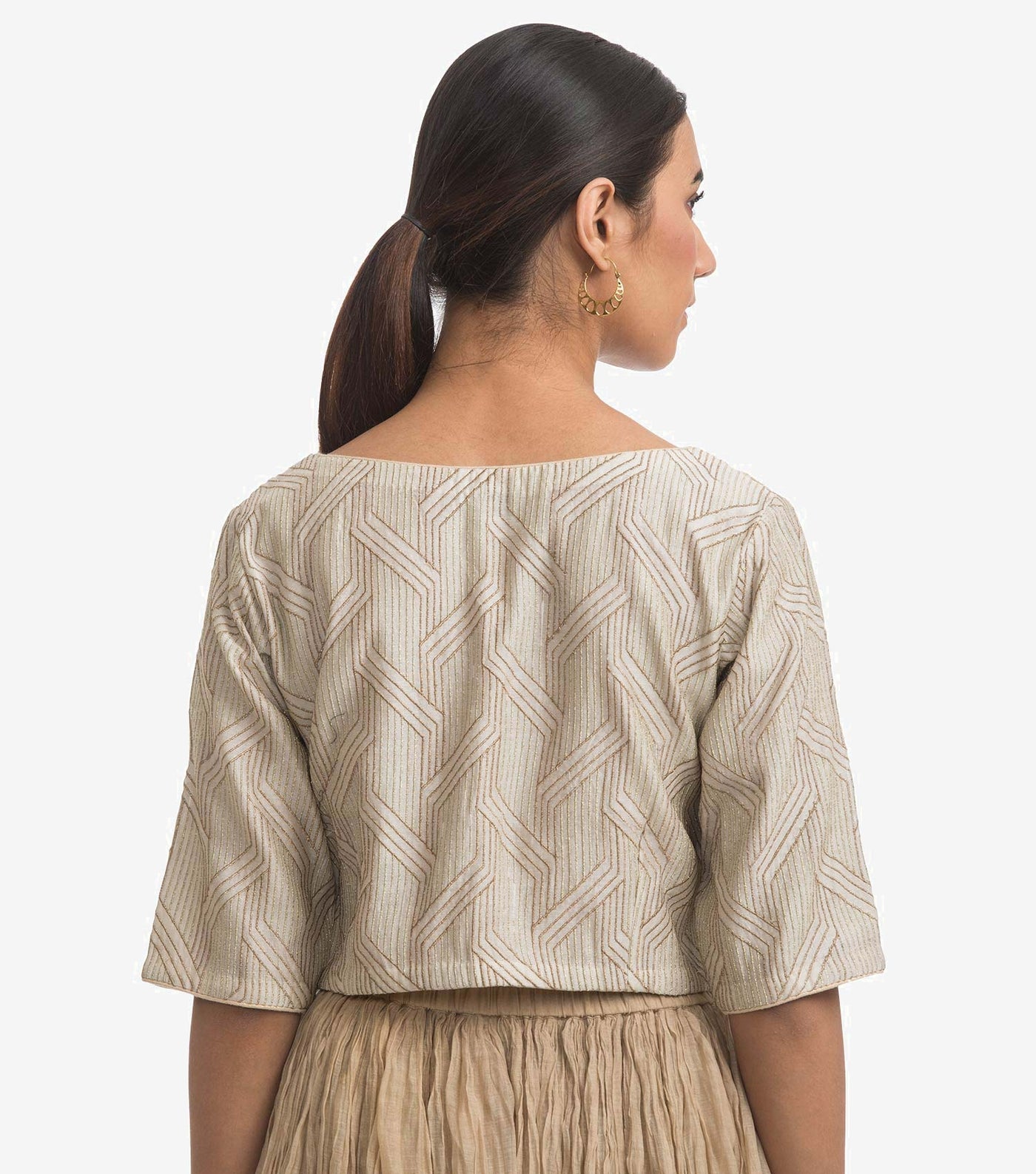 Natural embroidered chanderi blouse
