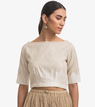 Ivory embroidered chanderi blouse