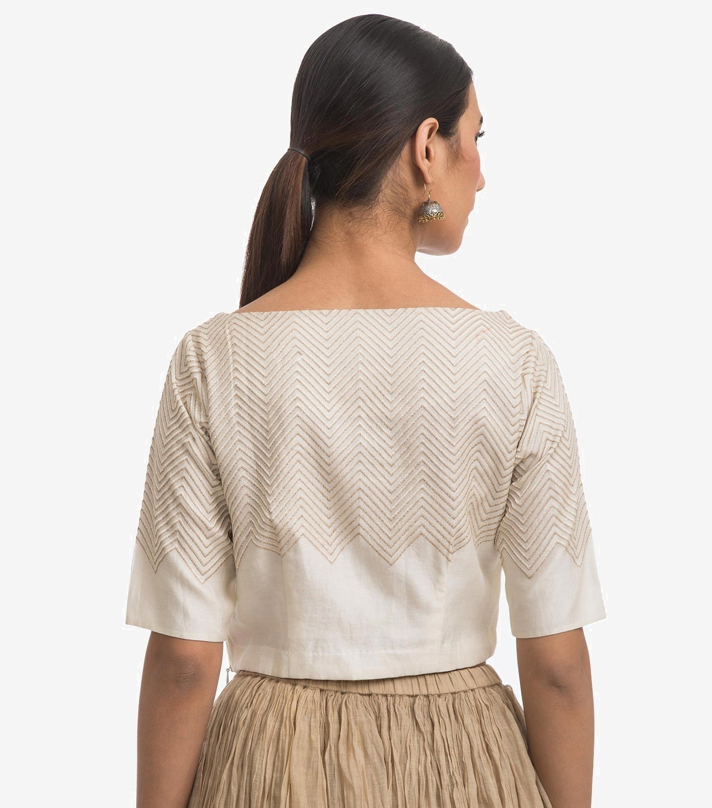 Ivory embroidered chanderi blouse