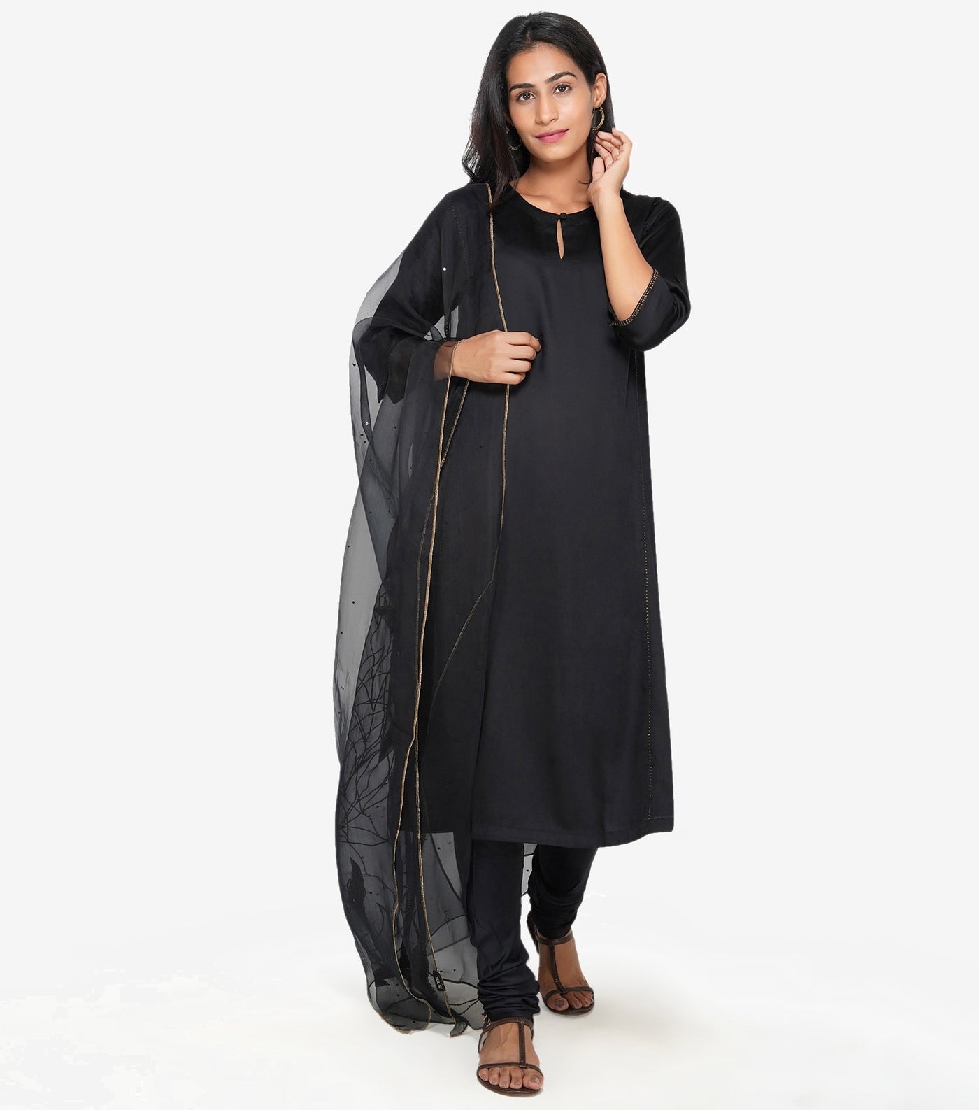 Black organza dupatta