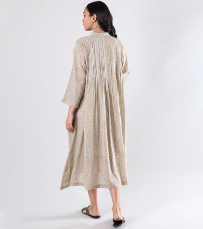 Beige Cotton Printed Dress