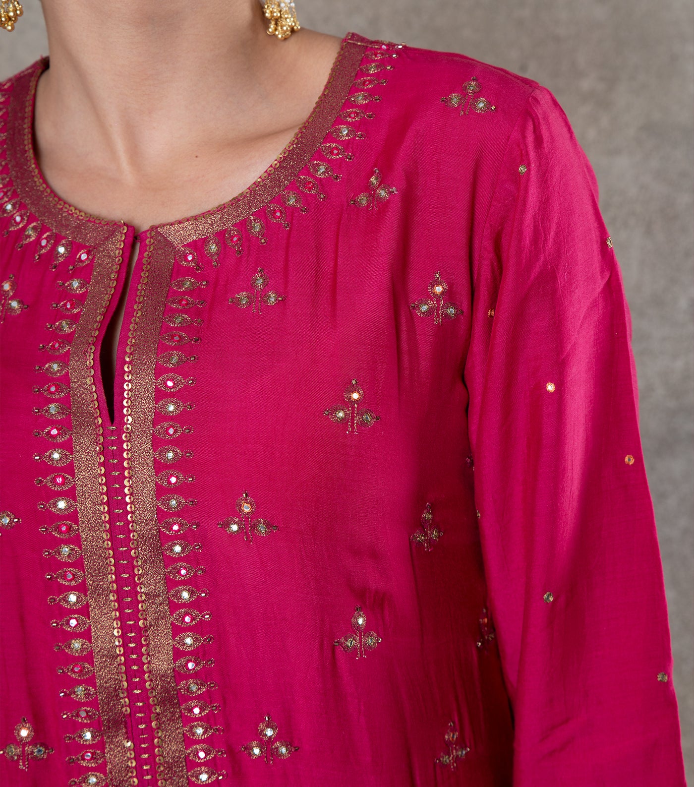 Magenta Hand Embroidered Suit Set