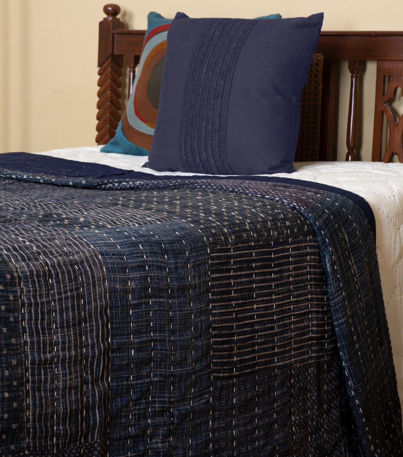 Navy Printed Cotton Quilt
