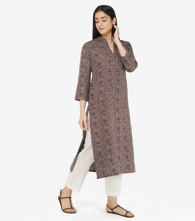 Printed khadi kurta