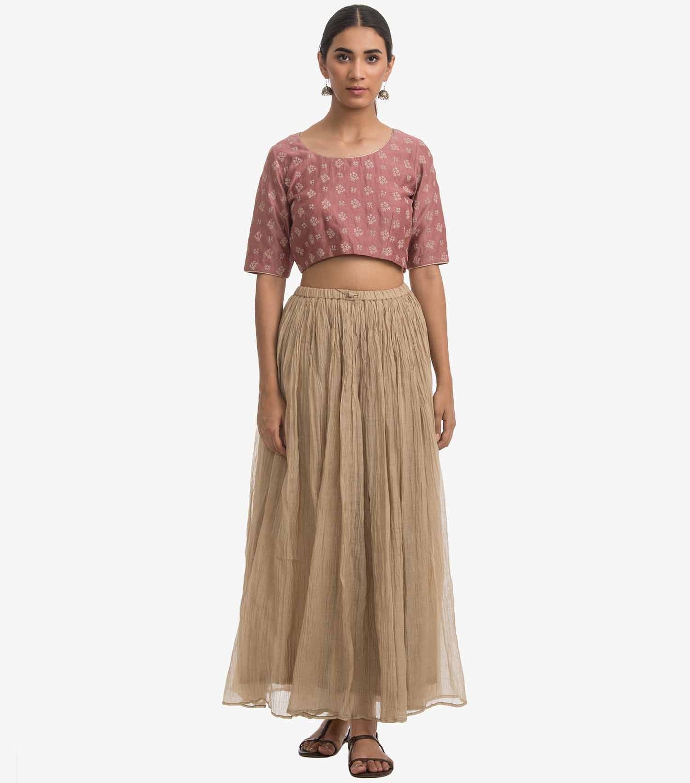 Pink Chanderi Embroidered Blouse