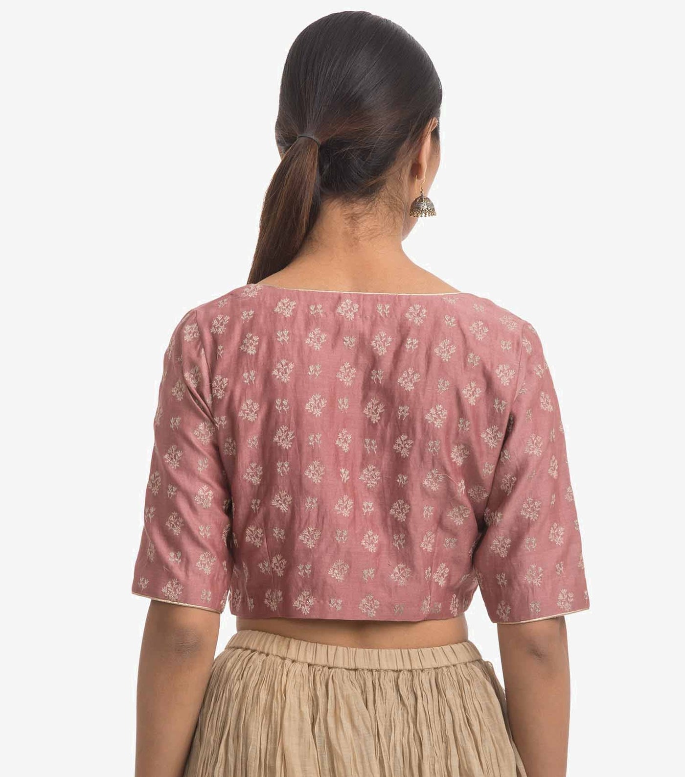 Pink Chanderi Embroidered Blouse