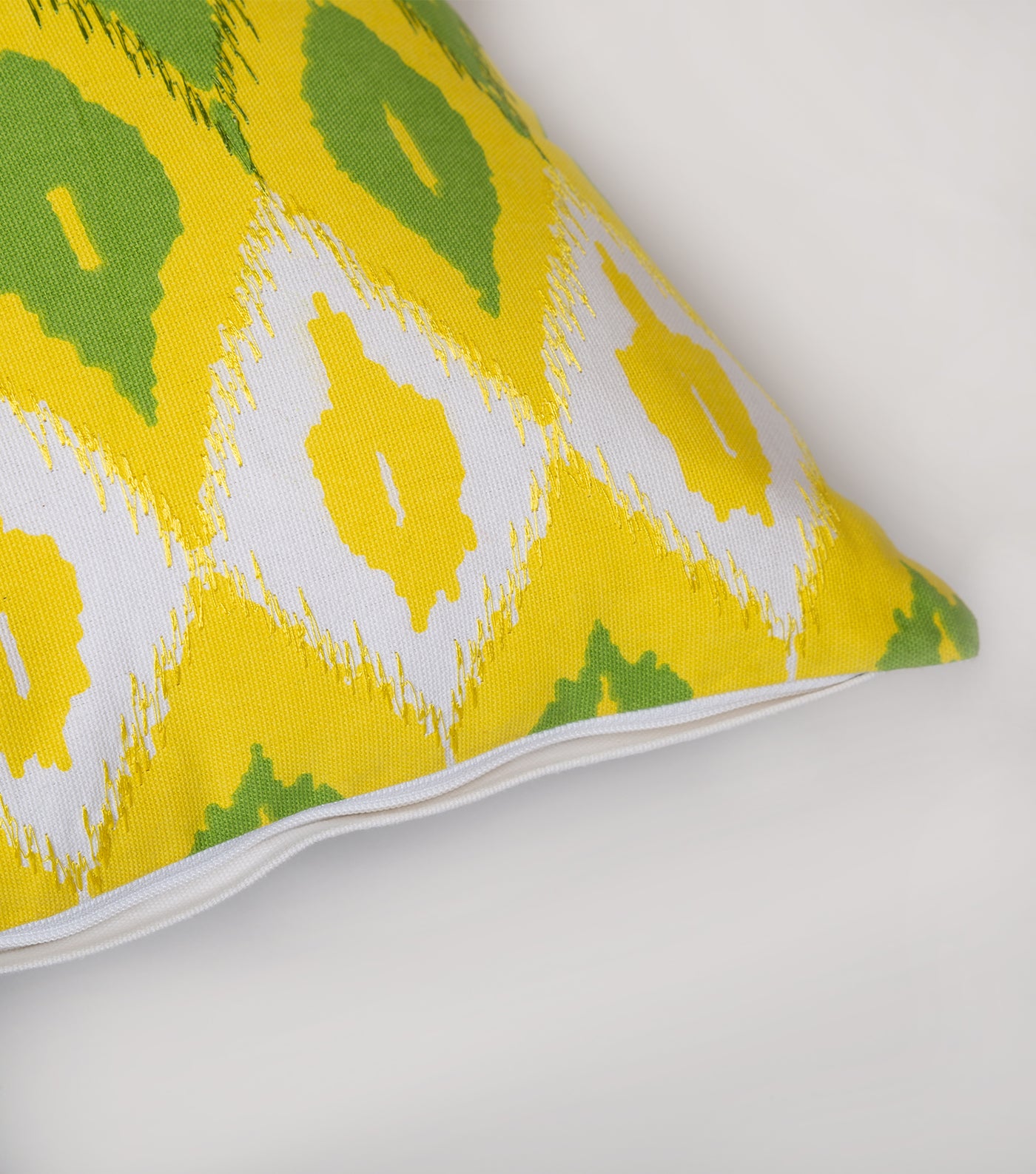 Green Yellow Printed Cotton Cushion Cover