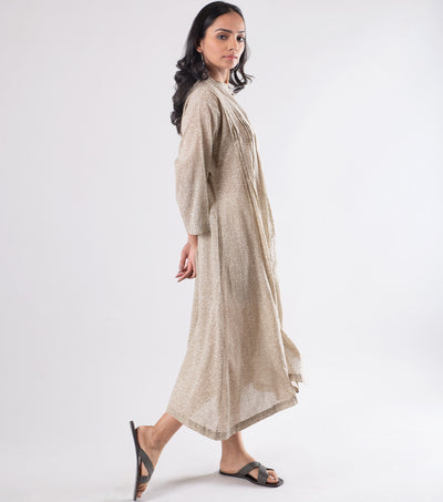 Beige Cotton Printed Dress