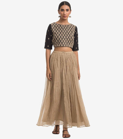 Black silk chanderi embroidered blouse