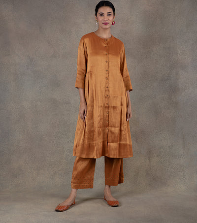 Orange Tissue Kurta with Pants - Set of 2