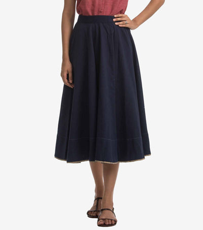 Blue khadi flared Skirt