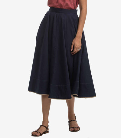 Blue khadi flared Skirt