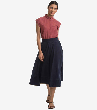 Blue khadi flared Skirt