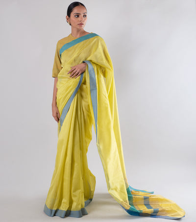 Yellow Handwoven Chanderi Silk Saree