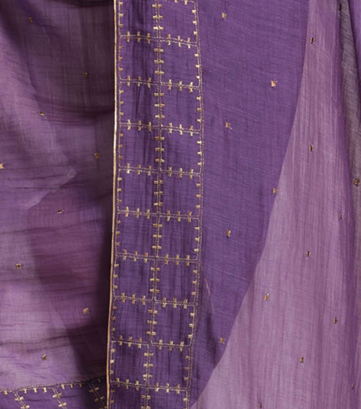 Purple Cotton silk embroidered dupatta