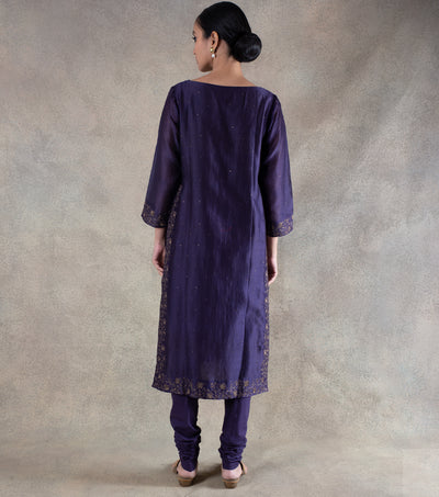 Purple Chanderi Embroidered Suit Set