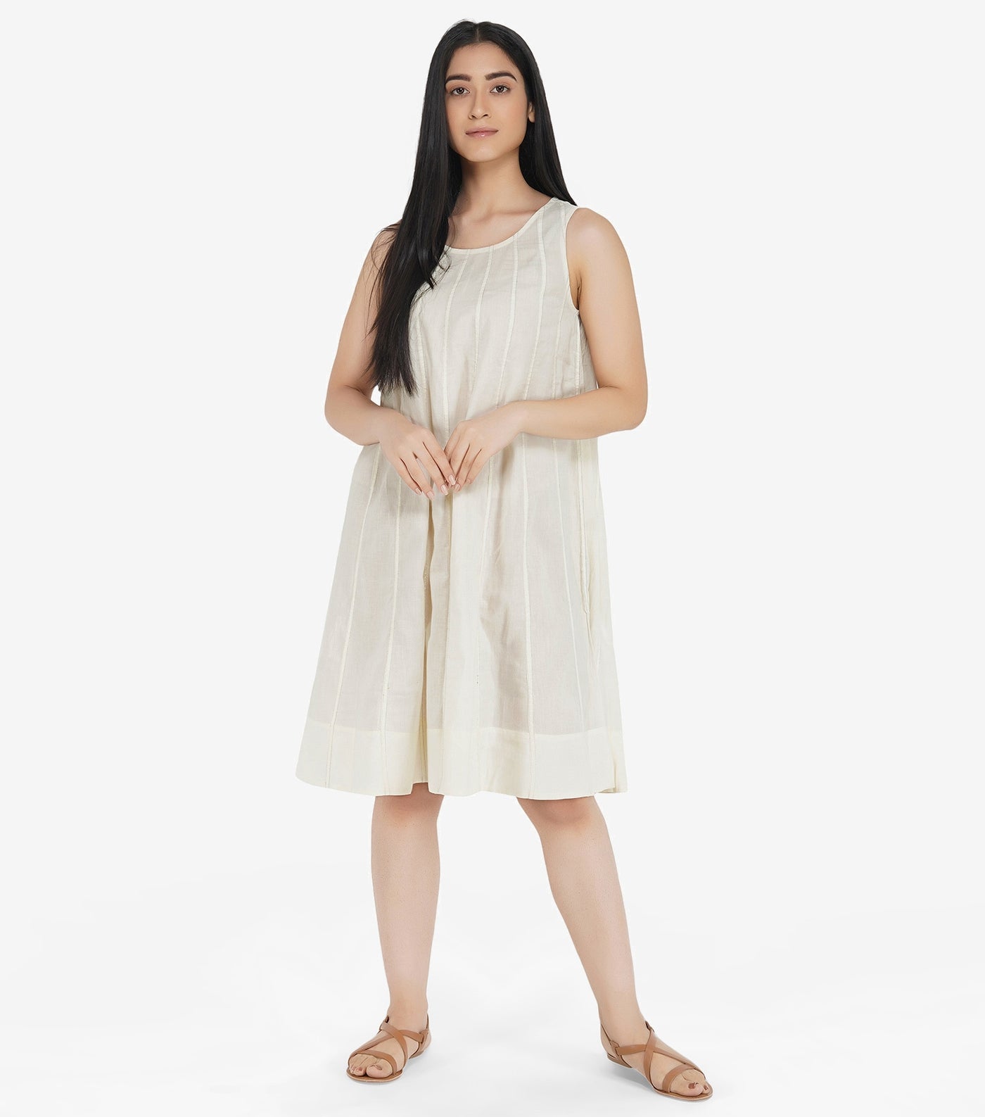 Natural cotton flared dress