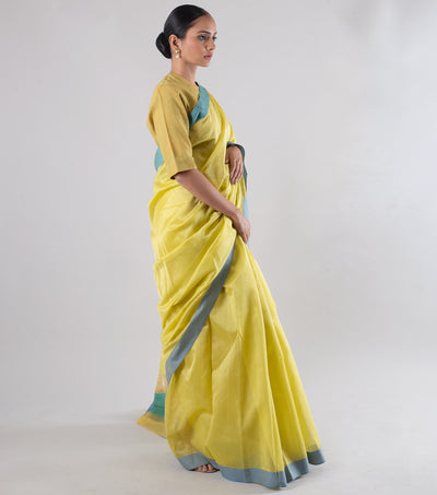 Yellow Handwoven Chanderi Silk Saree