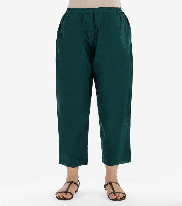 Emerald Green Embroidered Chanderi Kurta with Pant Set