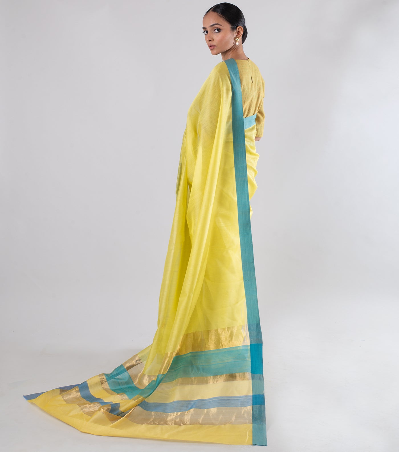 Yellow Hand Woven Chanderi Silk Saree