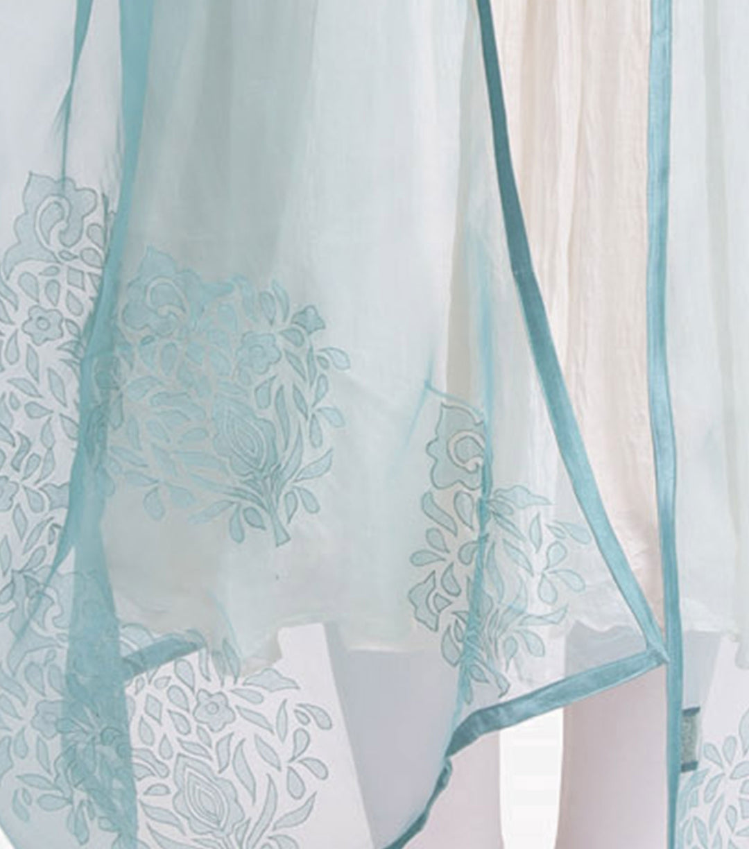 Water blue organza embroidered dupatta