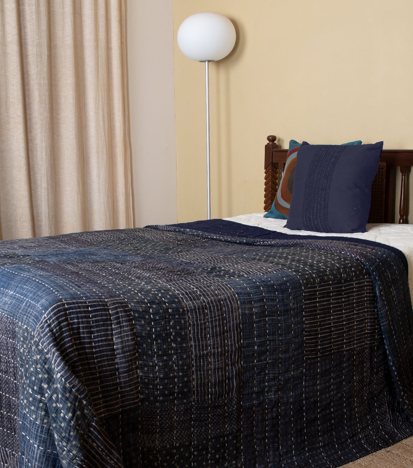 Navy Printed Cotton Quilt