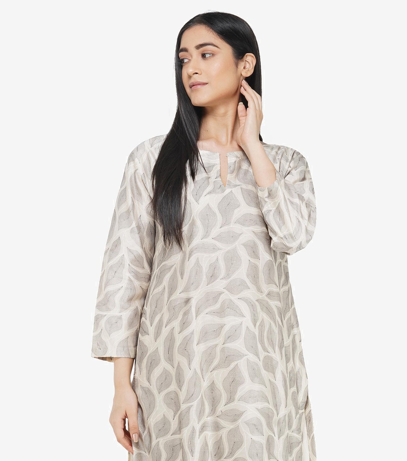 Ivory Embroidered Chanderi Kurta & Palazzo Pants Set