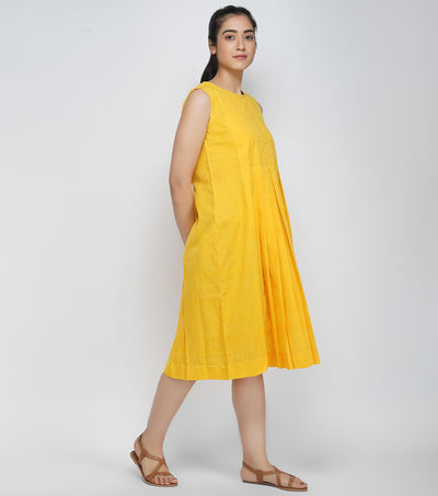 Yellow mangalgiri cotton dress