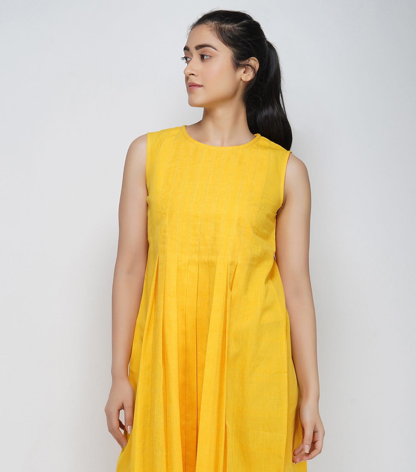 Yellow mangalgiri cotton dress