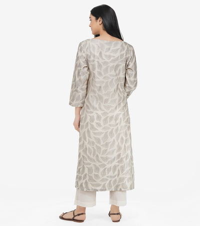 Ivory Embroidered Chanderi Kurta & Palazzo Pants Set