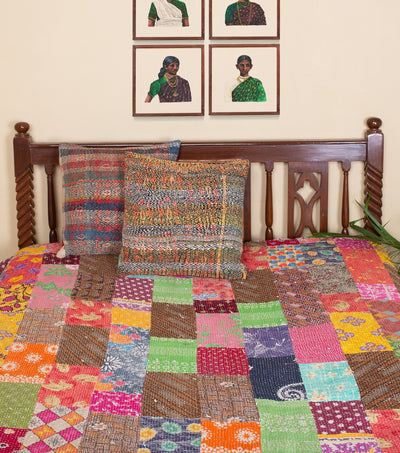 Multicolor Kantha Cotton Bedcover