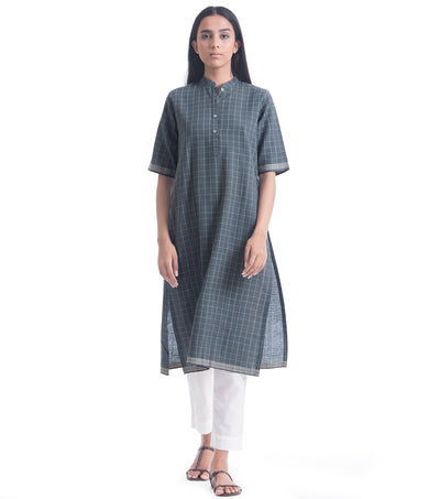 Grey Khadi Woven kurta